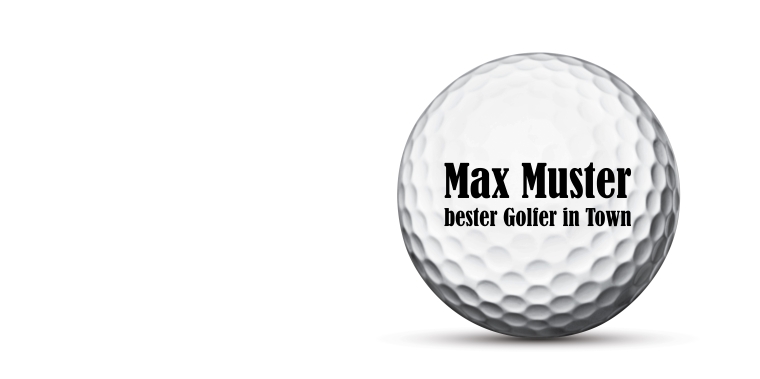 Visualisierter Mustergolfball mit einem Max-Mustermotiv.